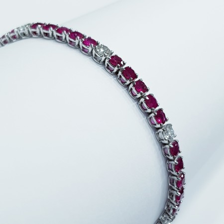 Natural Ruby Cuban Chain Bracelet In 14k Gold & Sterling Silver – Mettlle