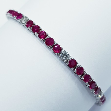 Ruby and diamond sale tennis bracelet white gold