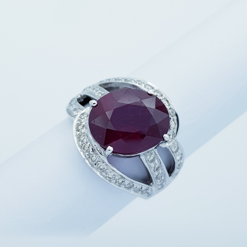 bague en Or 18 carats avec Rubis et Diamants Certifi s Mod le Onde