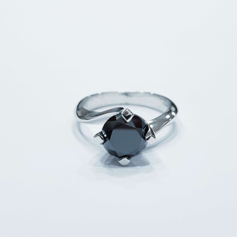 BAGUE SOLITAIRE avec DIAMANT Puret 1 45 Carat VS Couleur NOIRE