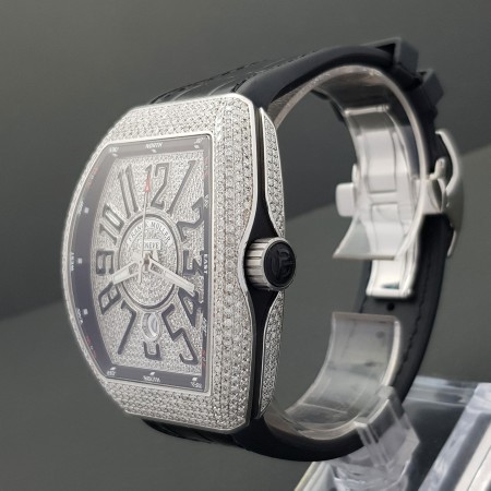 Franck Muller Vanguard V 45 SCDT Custom Diamond Mint condition Acier et diamant Diam1197