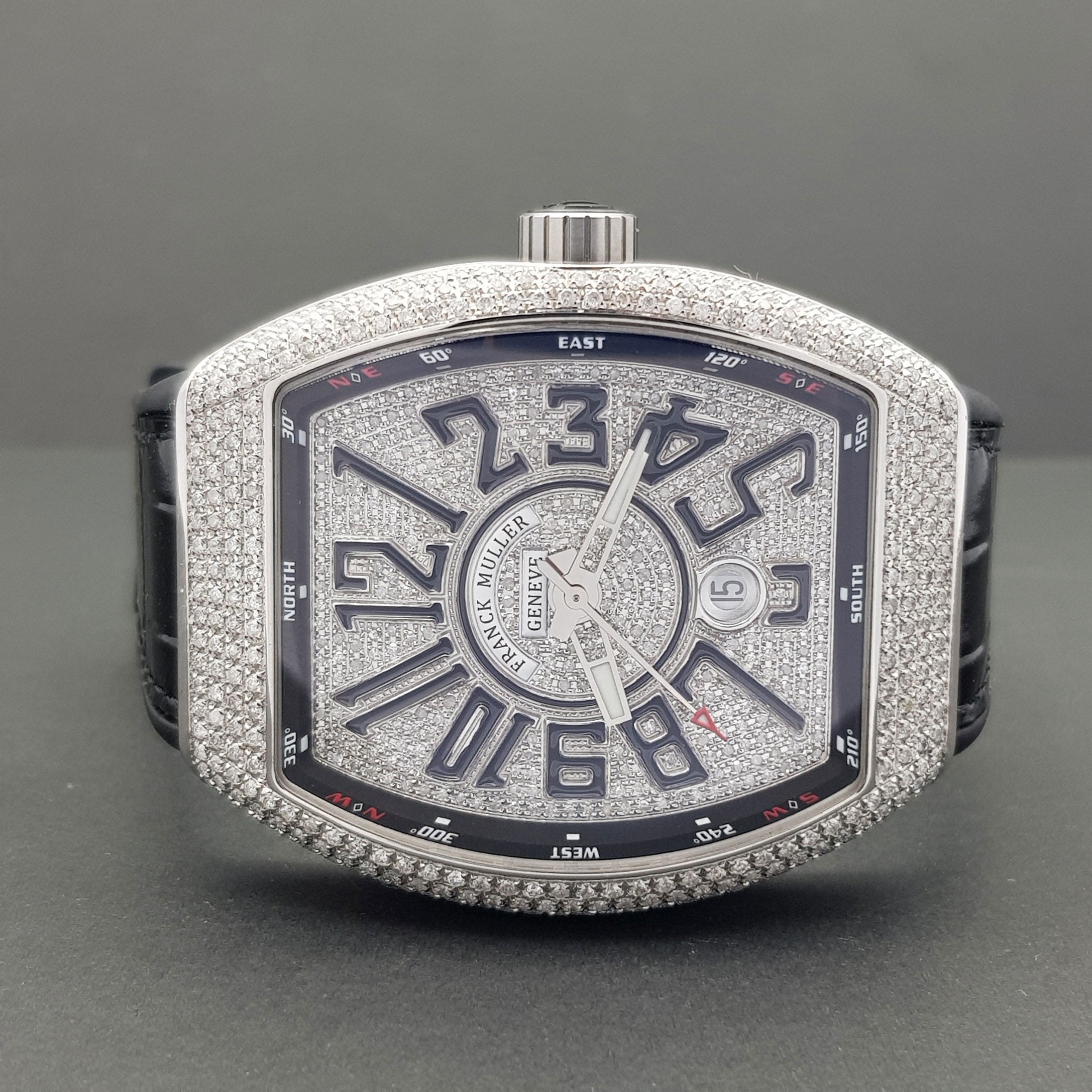 Franck Muller Vanguard V 45 SCDT Custom Diamond Mint condition Stee