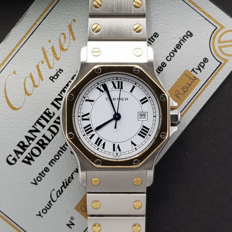 Cartier Santos Ronde Gold 30mm with card very good conditions stheell and gold Diam1254