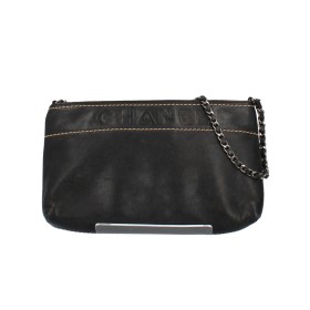 Chanel Shoulder Bag Noir avec surpiqûres et intérieur beige