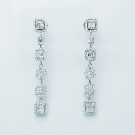 Boucles d'oreilles en or blanc 18 carats avec diamants certifiés - Modèle (Alice)