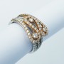 18 kt Gold Ring with Certified Diamonds - Model (Curves)